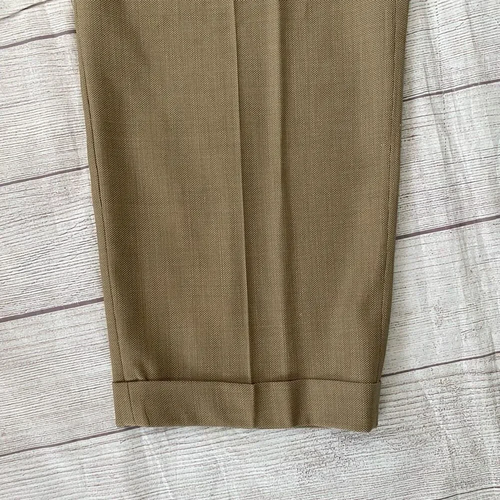Ralph Lauren wool tan suit w/fully lined 3 button jacket and pleated cuffed pant